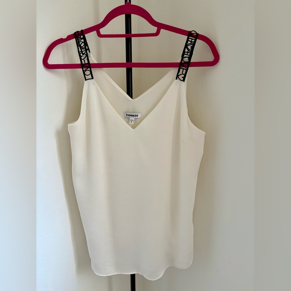 Express Cream Camisole with Black Straps LOVE” detail